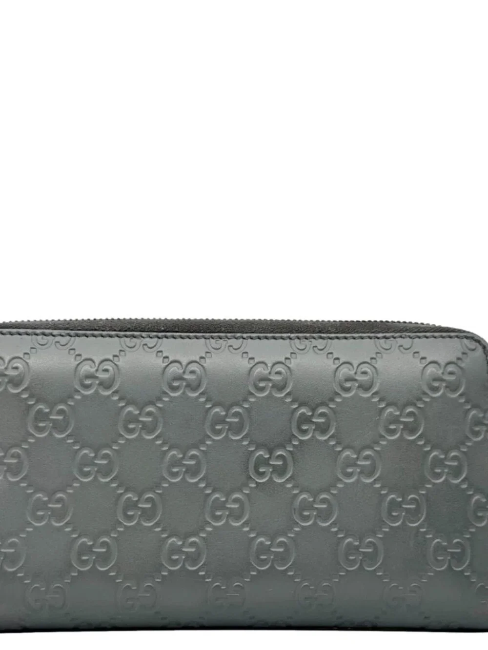 Gucci GG Leather Zip Around Wallet Grey 447906 - Picture 3 of 12